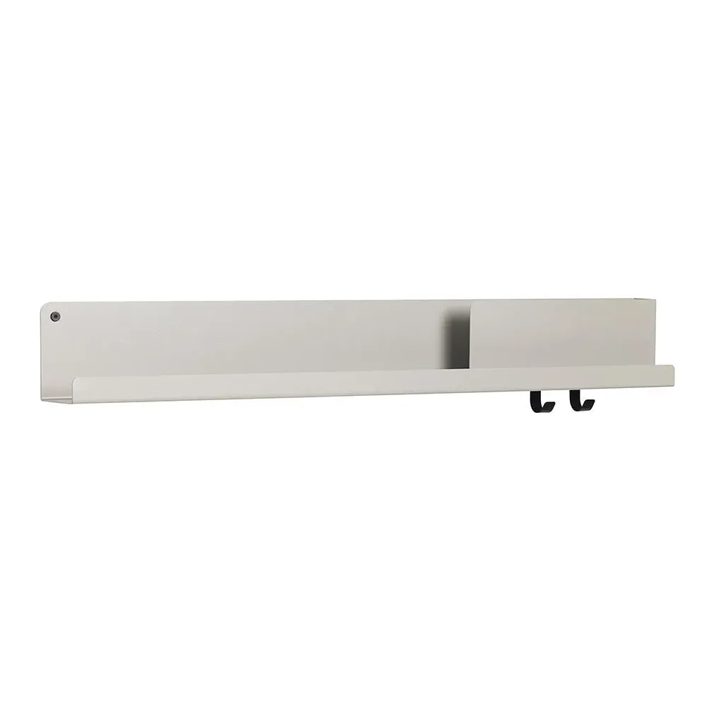 Wall Shelf with Hooks - Grey, Steel