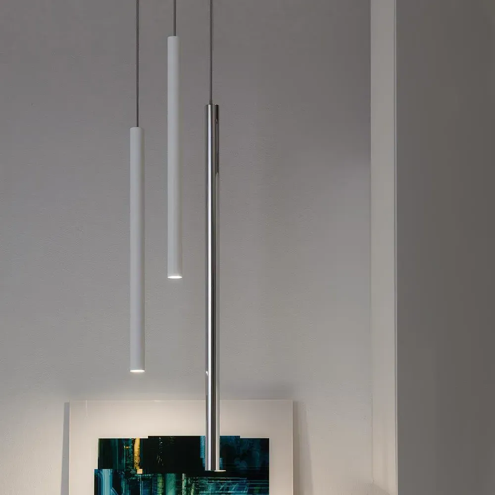 Canna Nuda Metallo Pendant Light - White, Chrome image