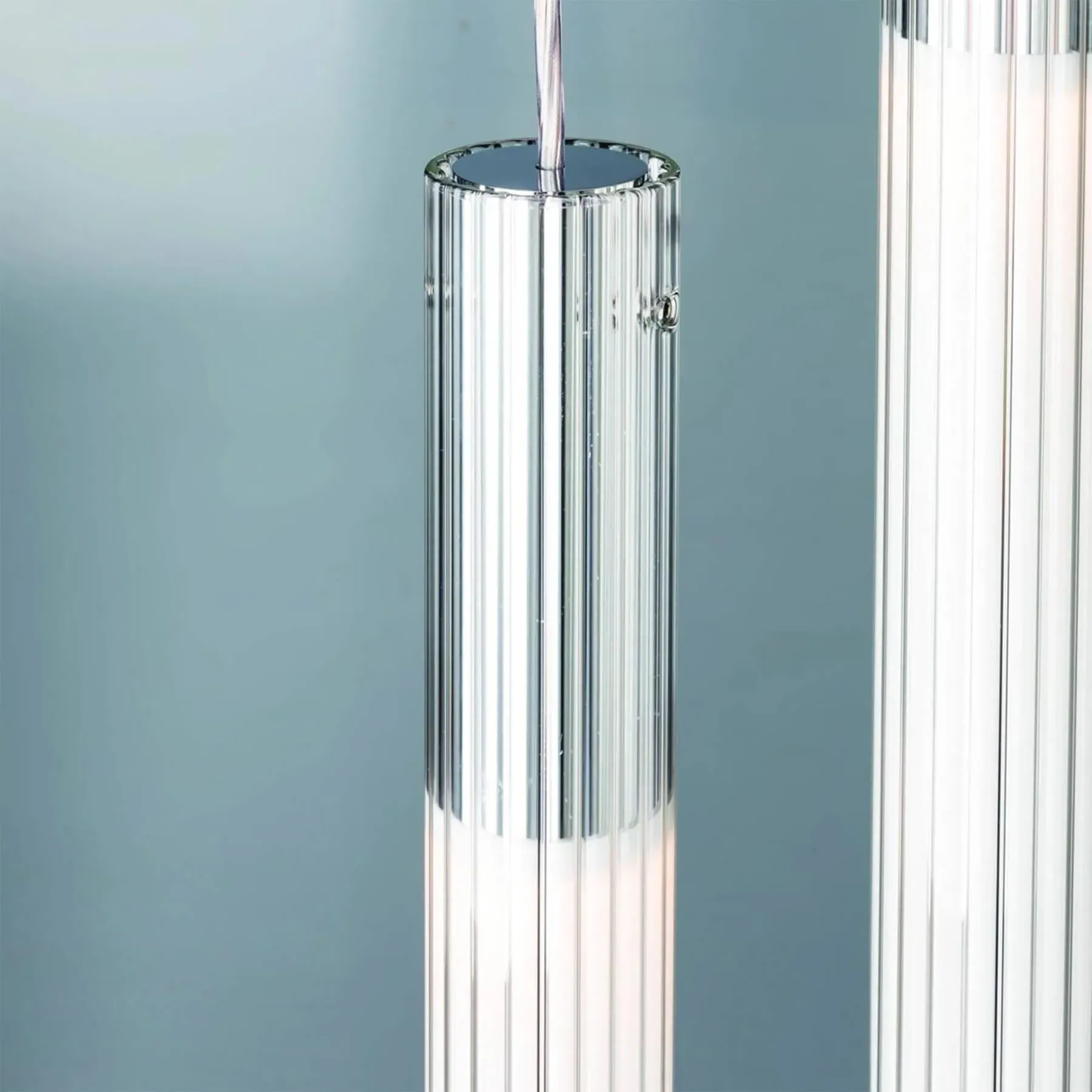 Cylindrical Pendant Light - Ribbed Glass