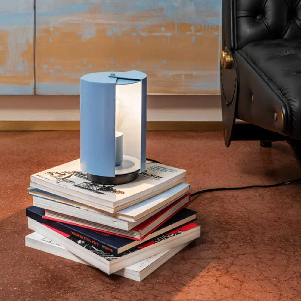 Cylindrical Table Lamp with Rotating Diffusers - Blue