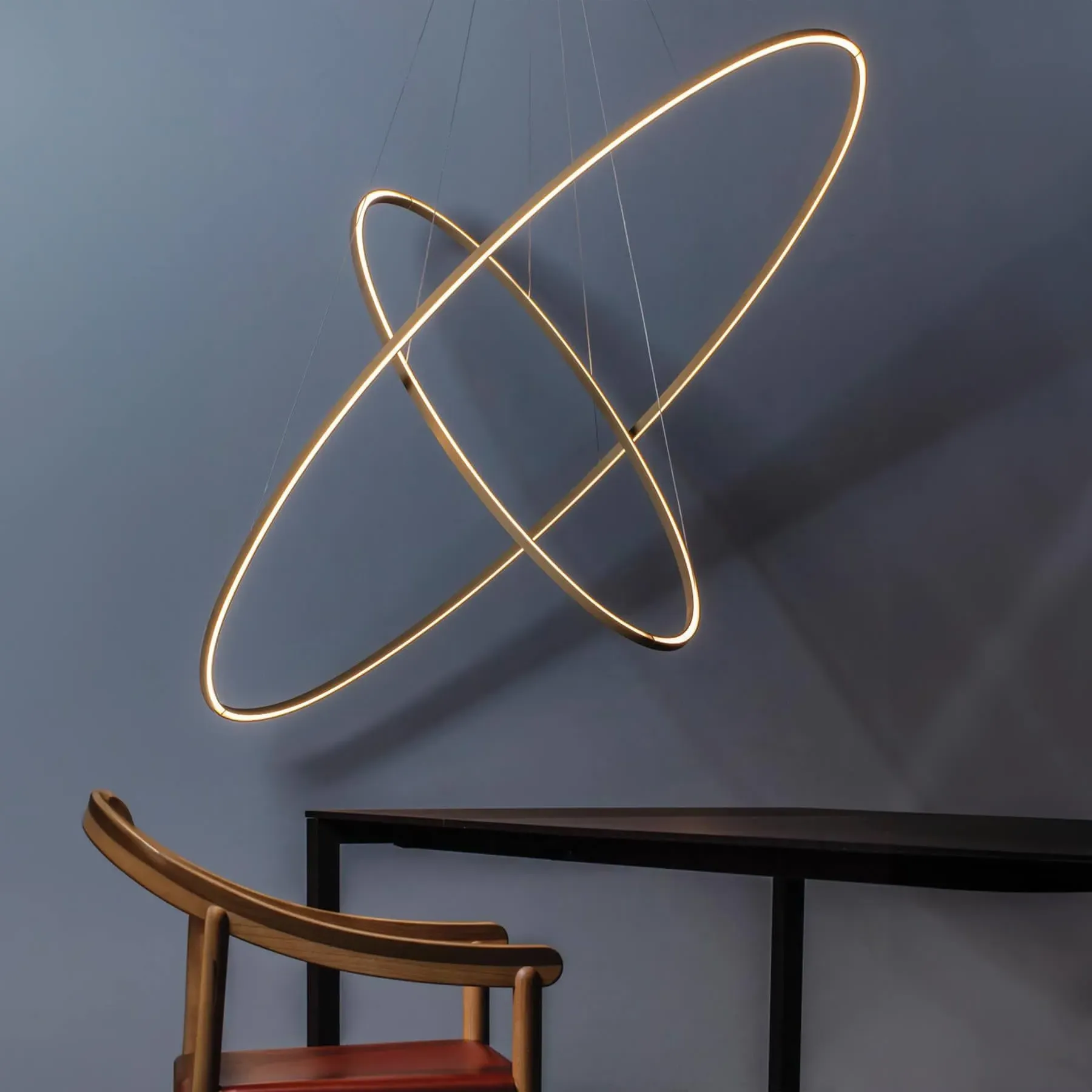 Double Ring Pendant Light - Black, Aluminium