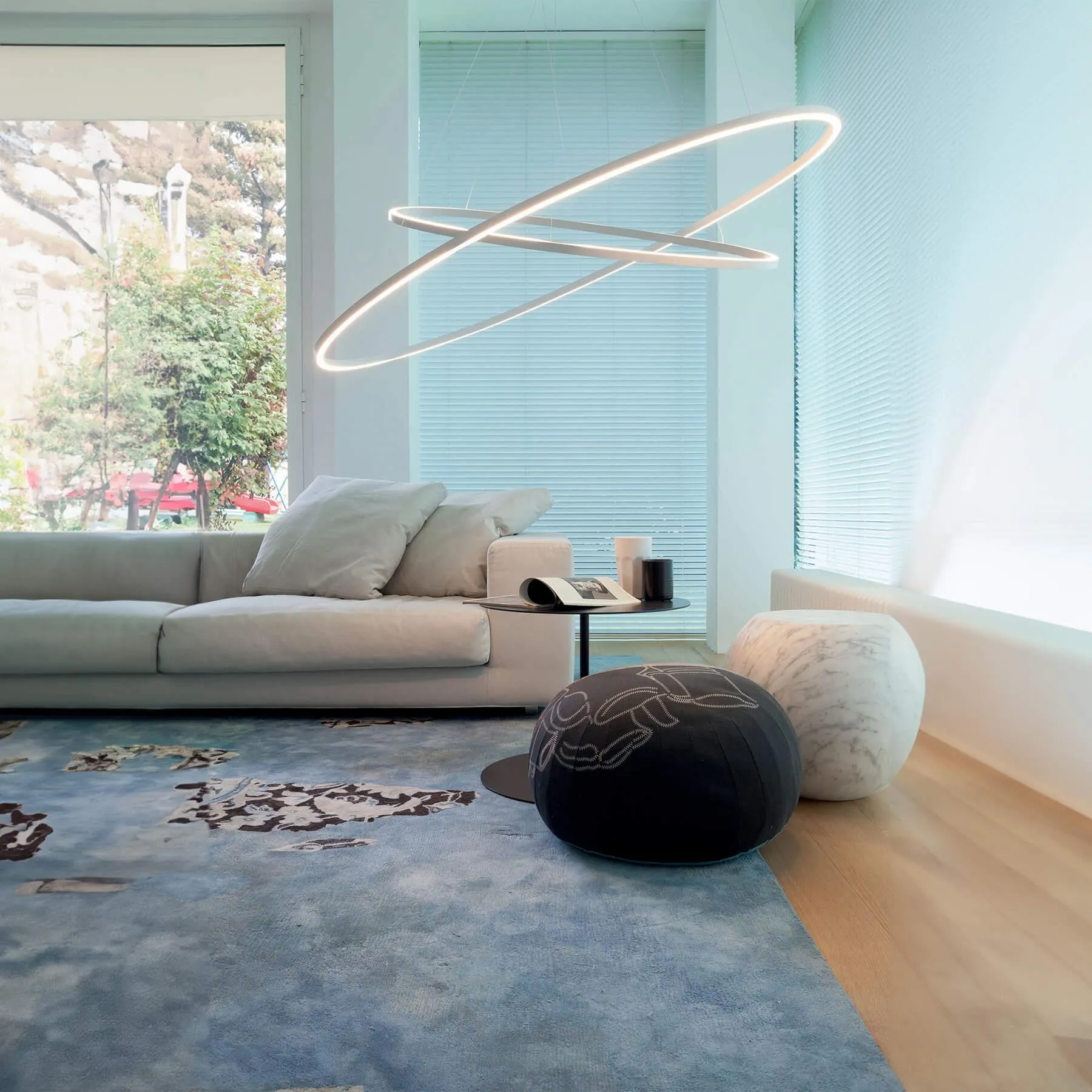 Double Ring Pendant Light - Black, Aluminium