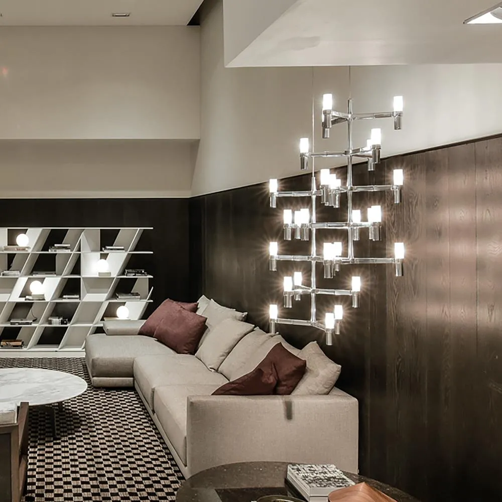 Large Pendant Light with Glass Diffusers - Black