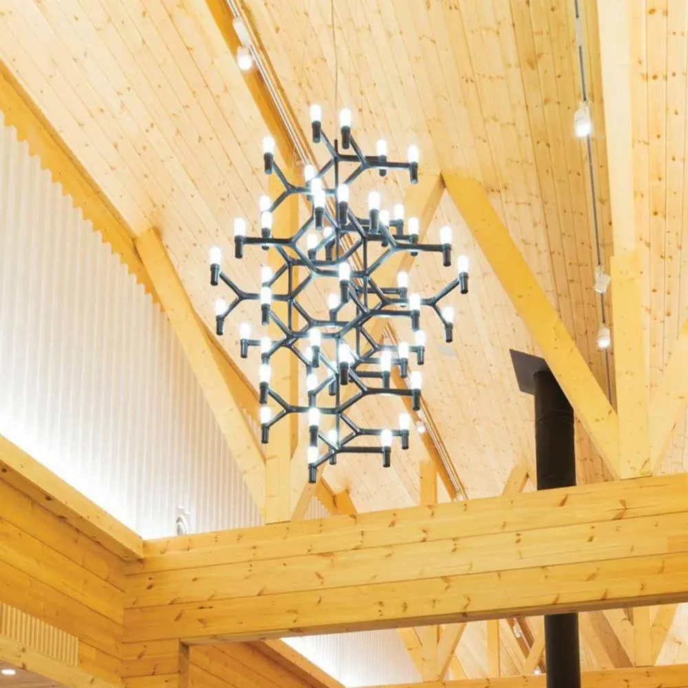 Large Pendant Light with Glass Diffusers - Black