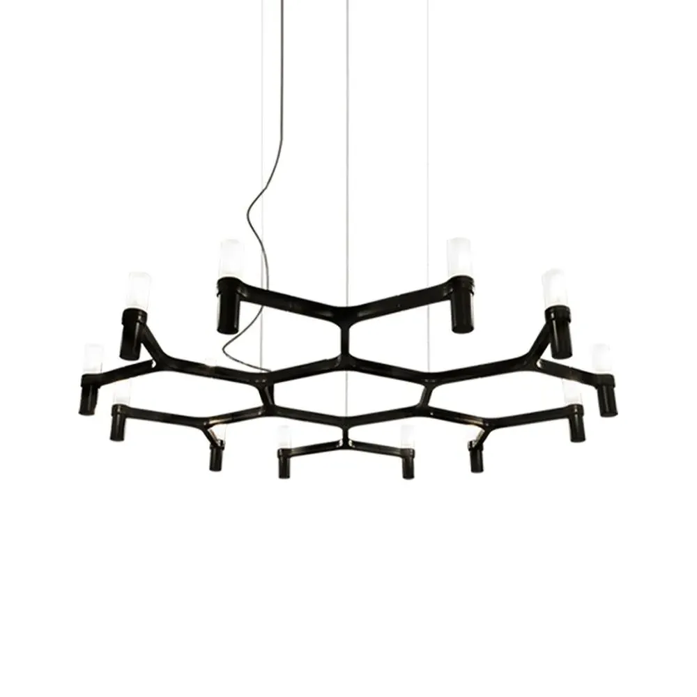 Large Pendant Light with Glass Diffusers - Black