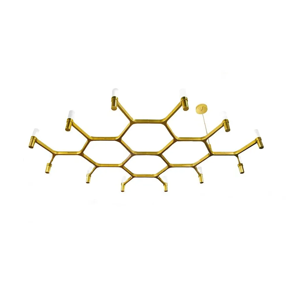 Large Pendant Light with Glass Diffusers - Gold