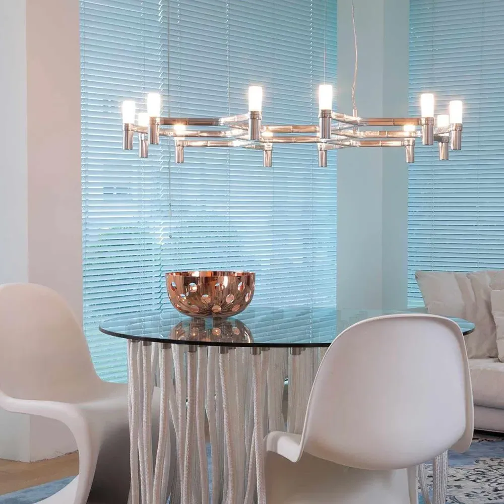 Large Pendant Light with Glass Diffusers - Silver