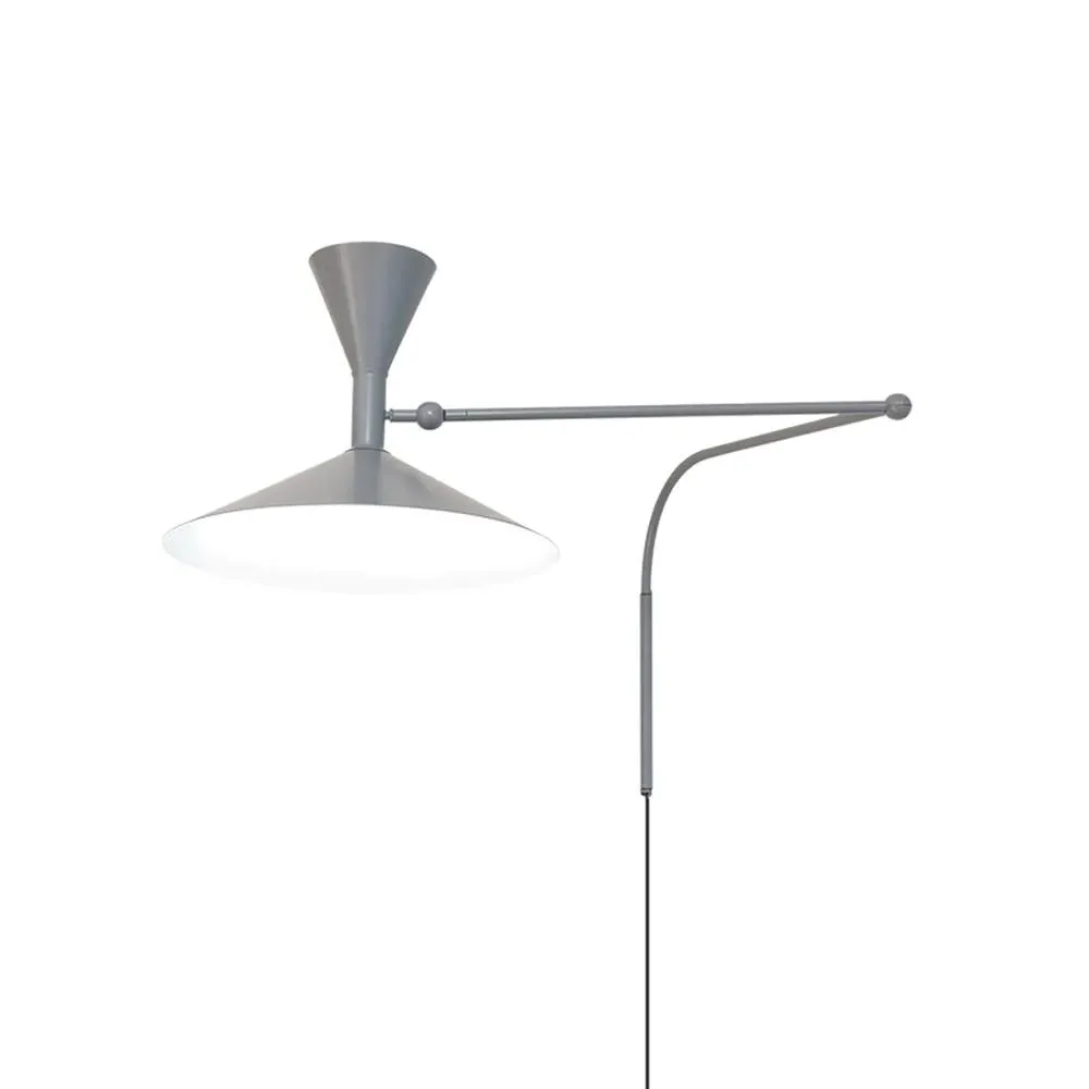 Standard Wall Light with Switch - Grey, Aluminium