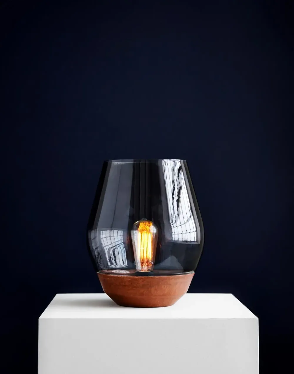 Bowl Table Lamp - Copper, Smoked Glass