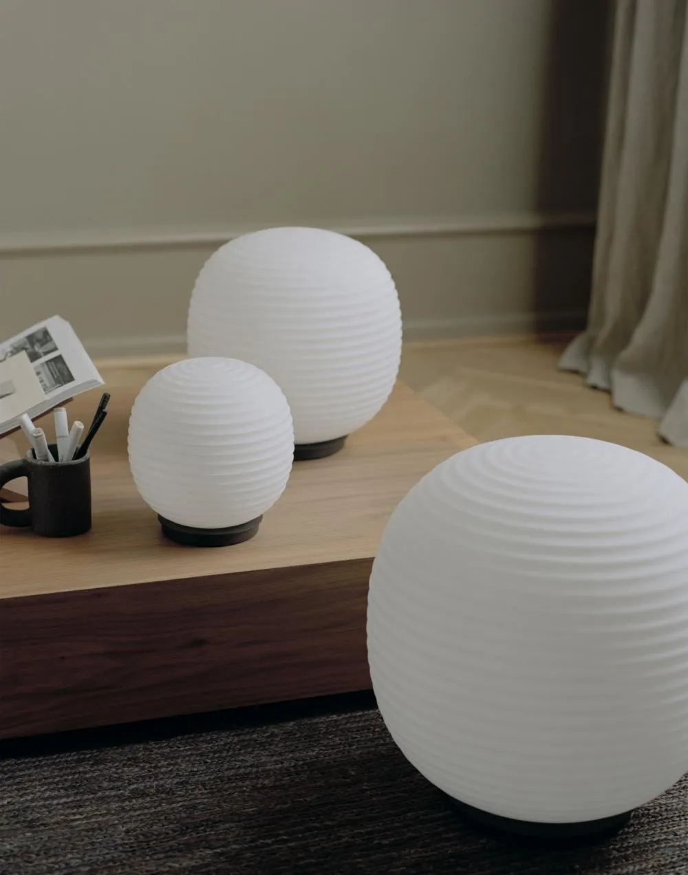 Lantern Medium Table Lamp - Black, Glass