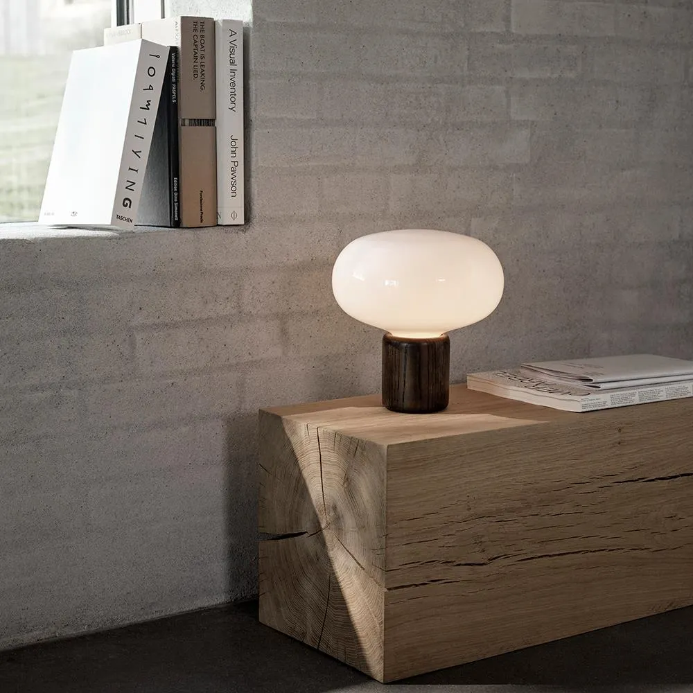Table Lamp with Glass Shade - White, Oak