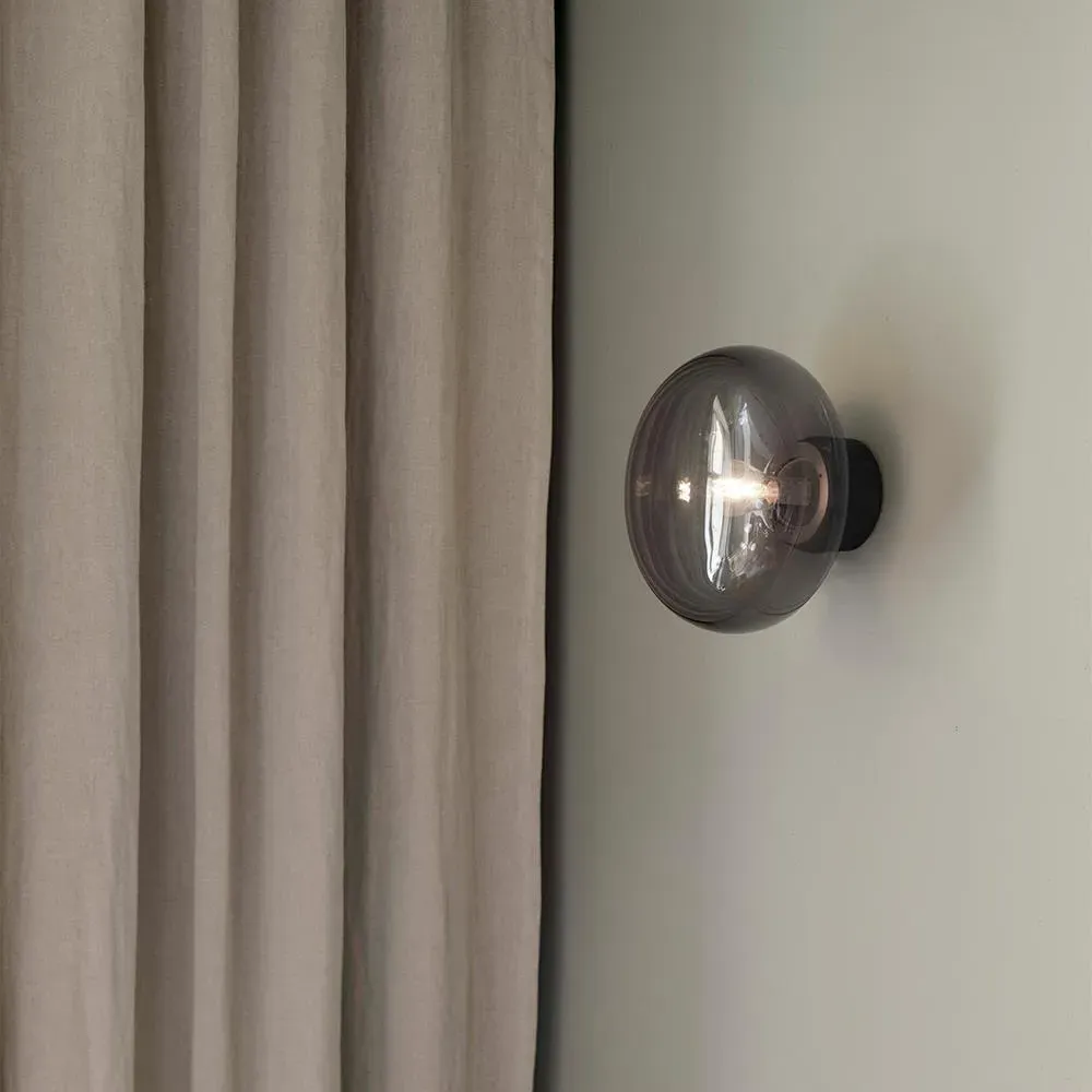 Wall Lamp with Glass Shade - White, Oak