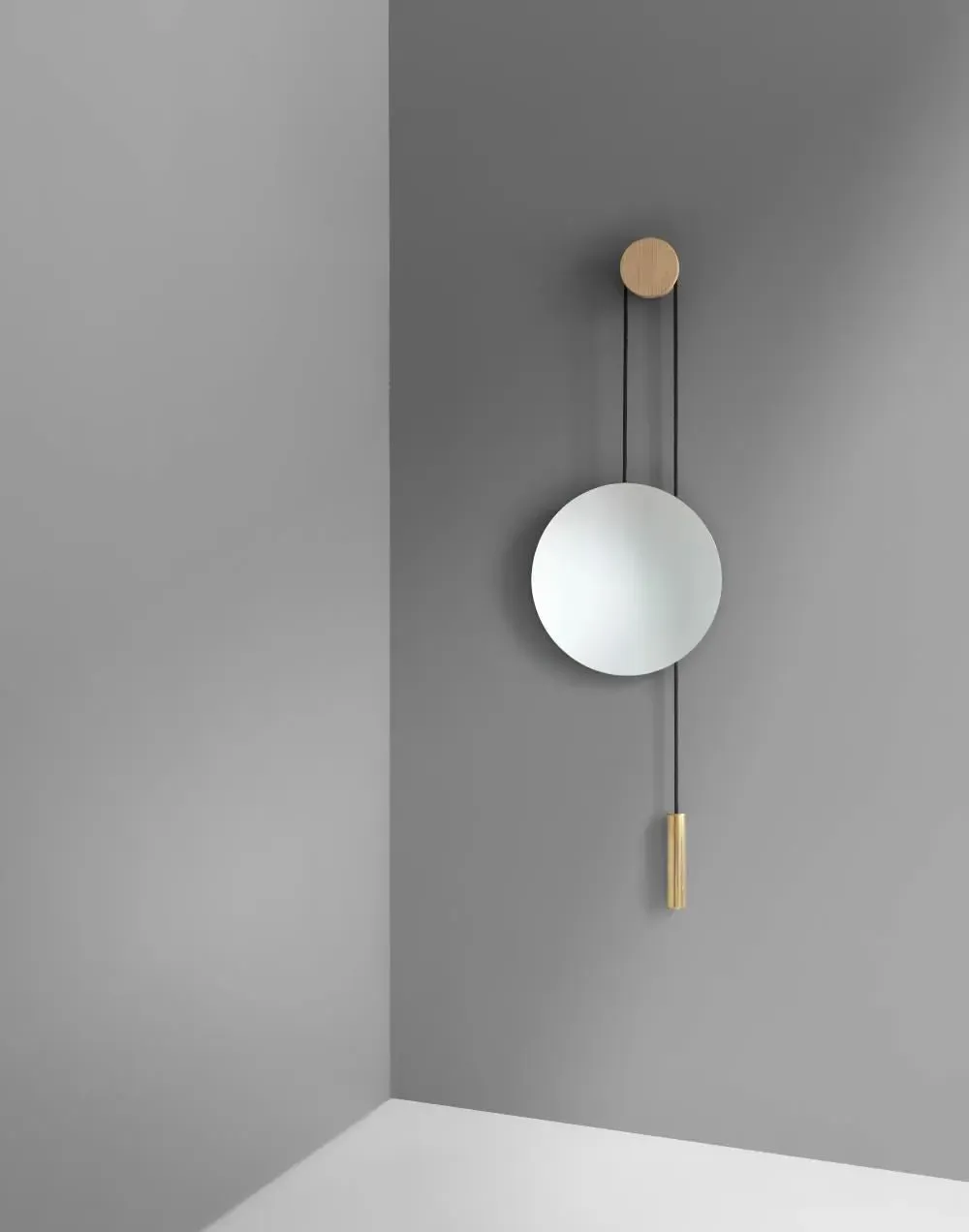 Wall Mirror with Steel Weight - Burned, Oak