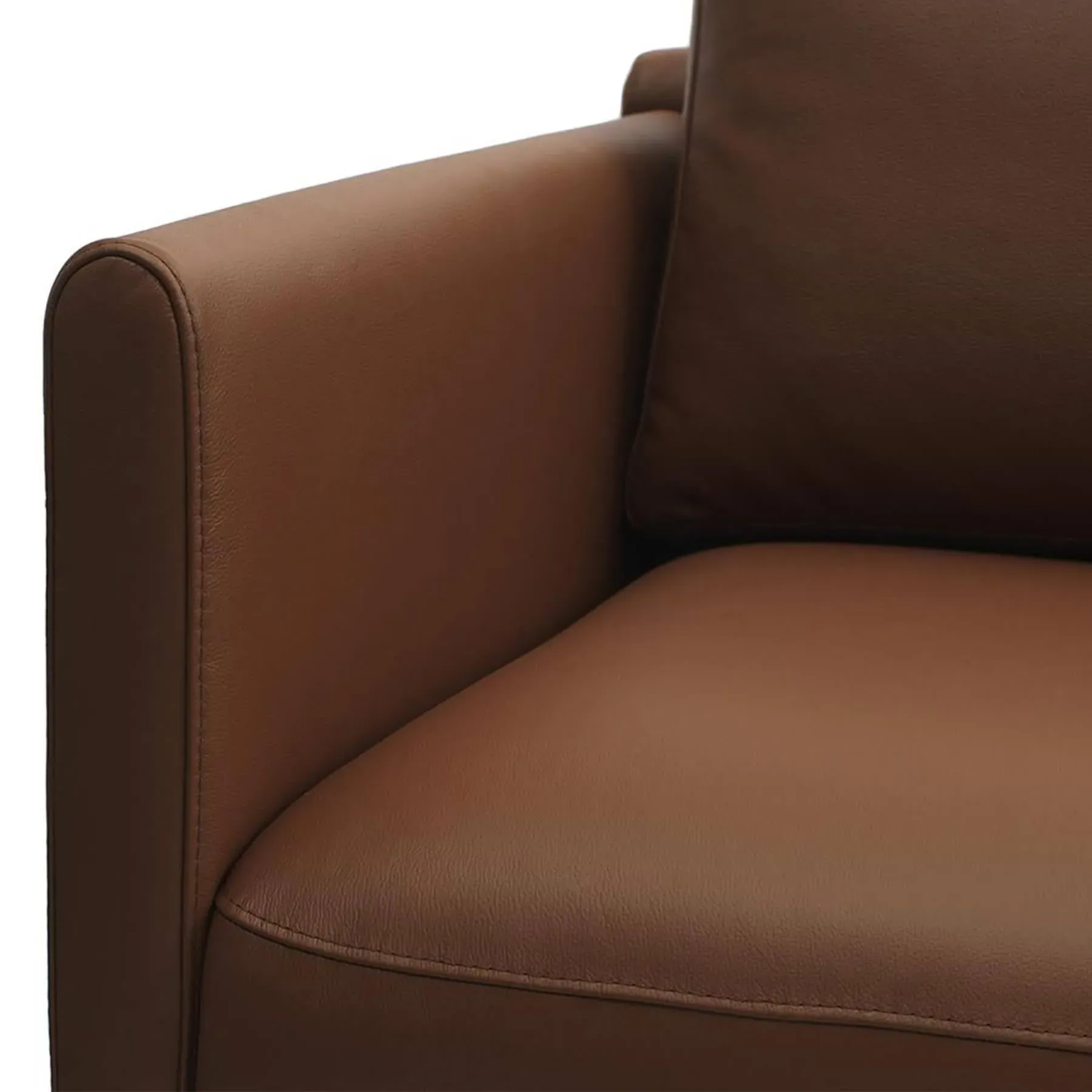 2-Seater Sofa with Steel Legs - Cognac, Leather