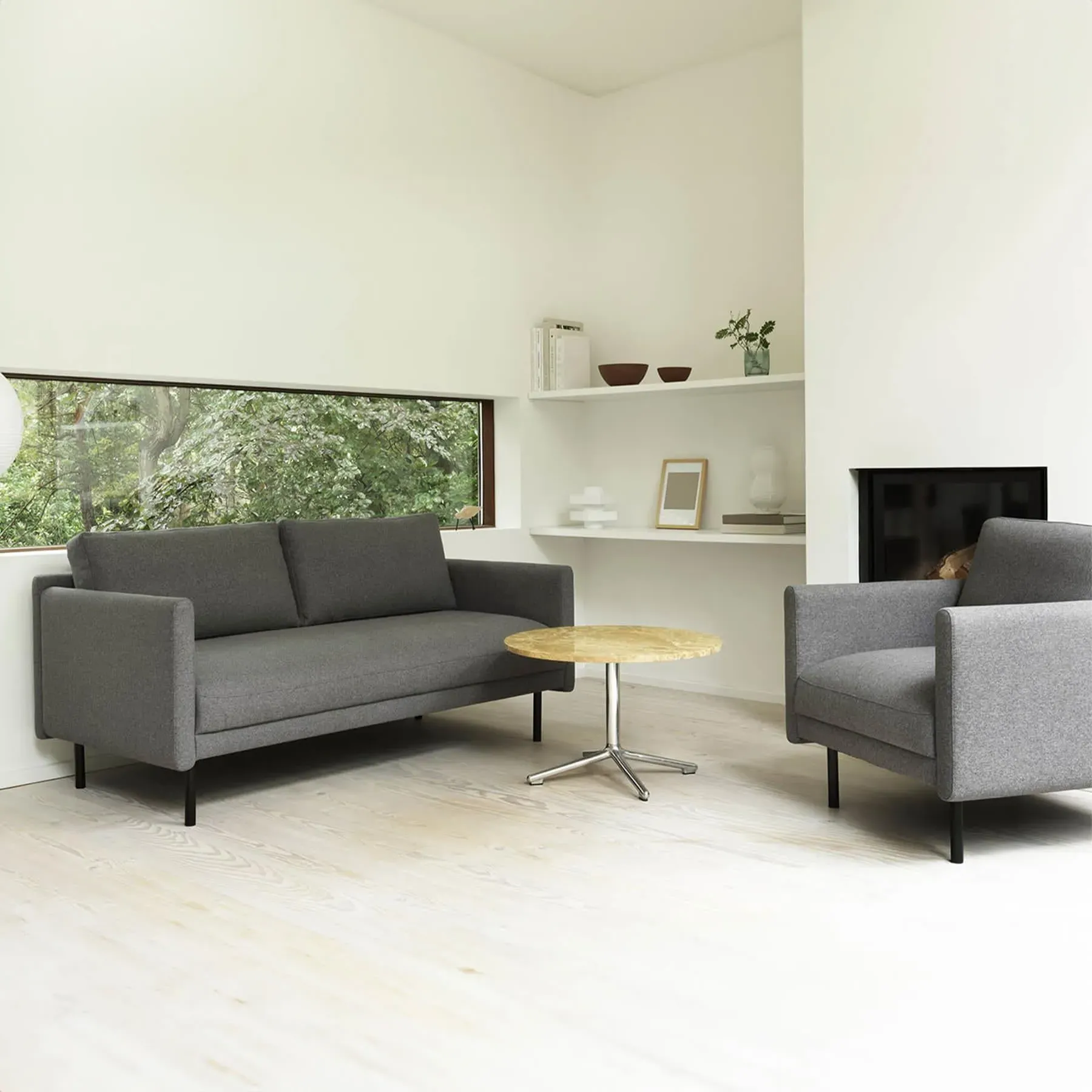 2-Seater Sofa with Steel Legs - Off White