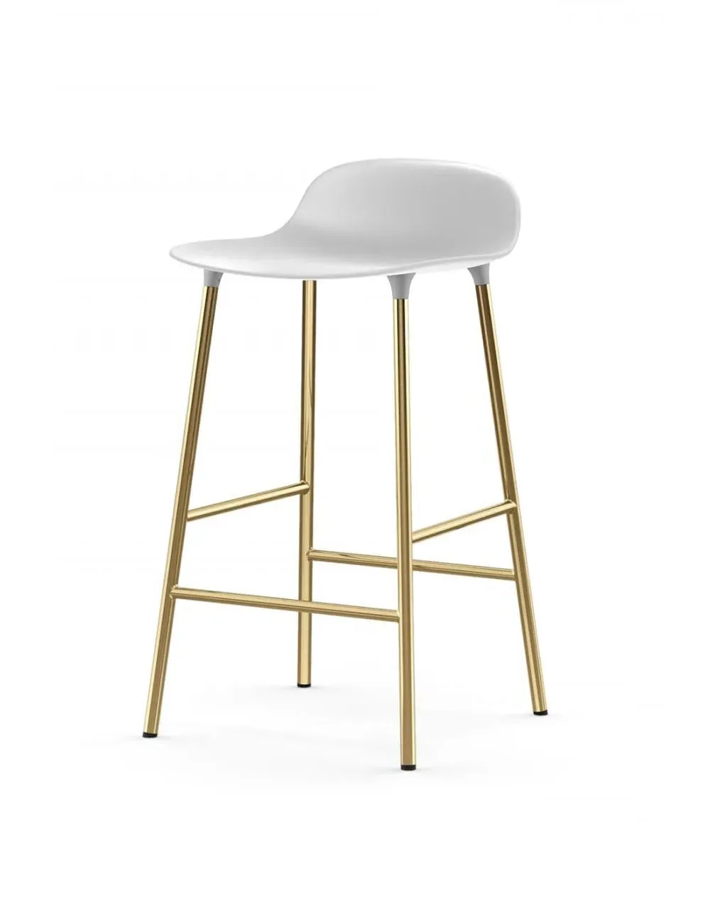 65cm Barstool with Brass Legs - White, Plastic