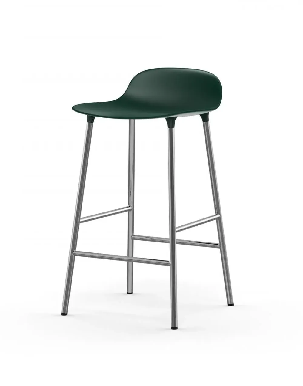 65cm Barstool with Chrome Legs - Green, Plastic image