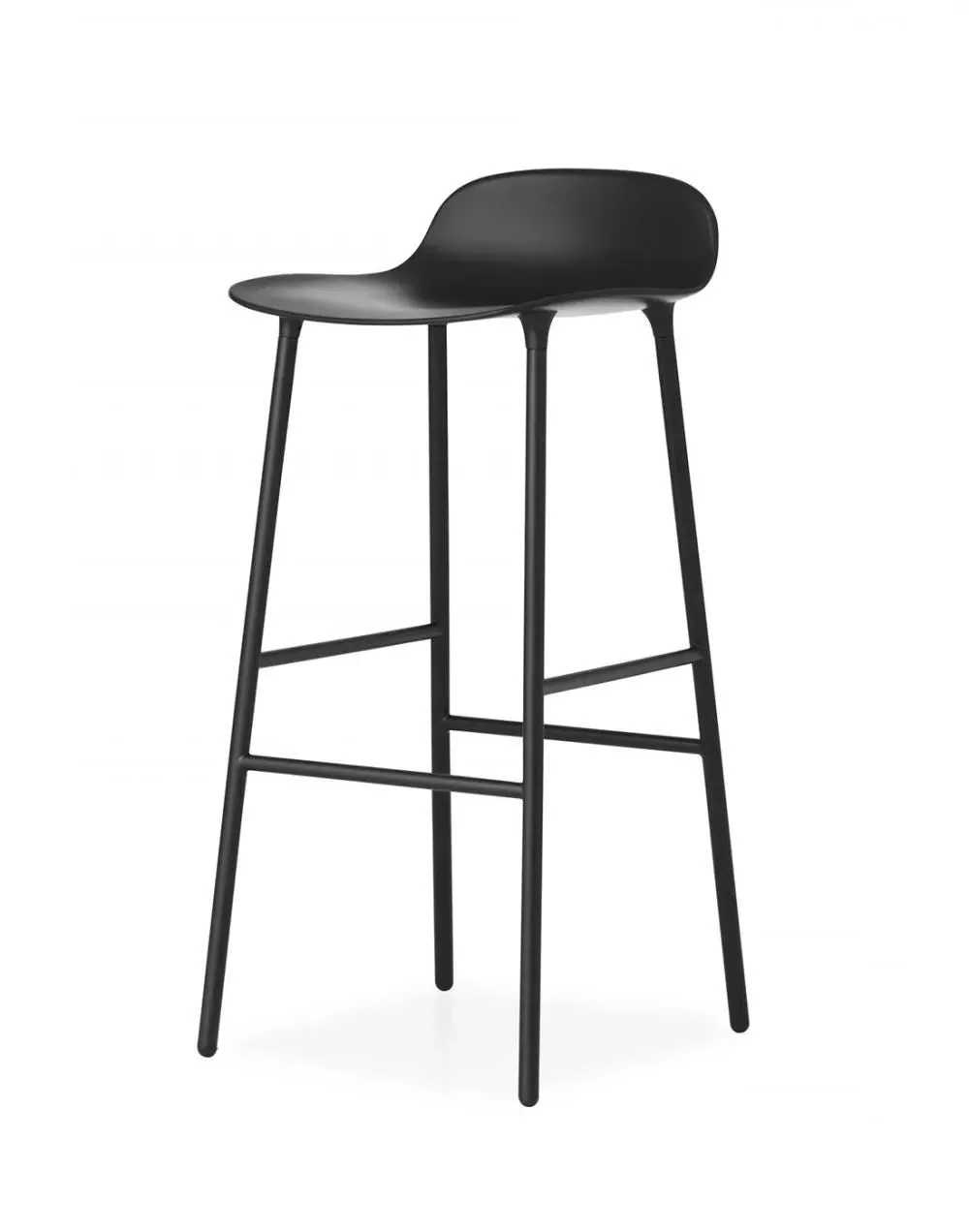 65cm Barstool with Metal Legs - Black, Plastic