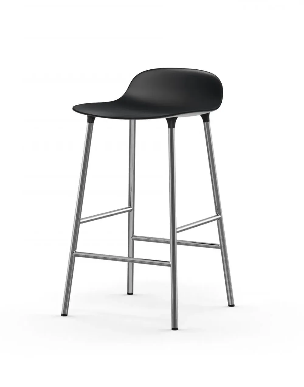 65cm Barstool with Metal Legs - Black, Plastic