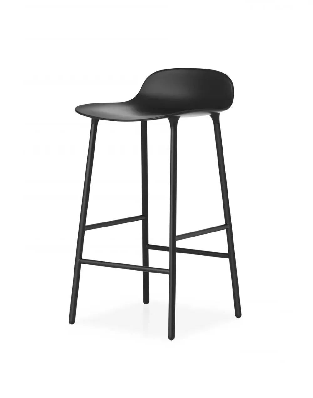 65cm Barstool with Metal Legs - Black, Plastic