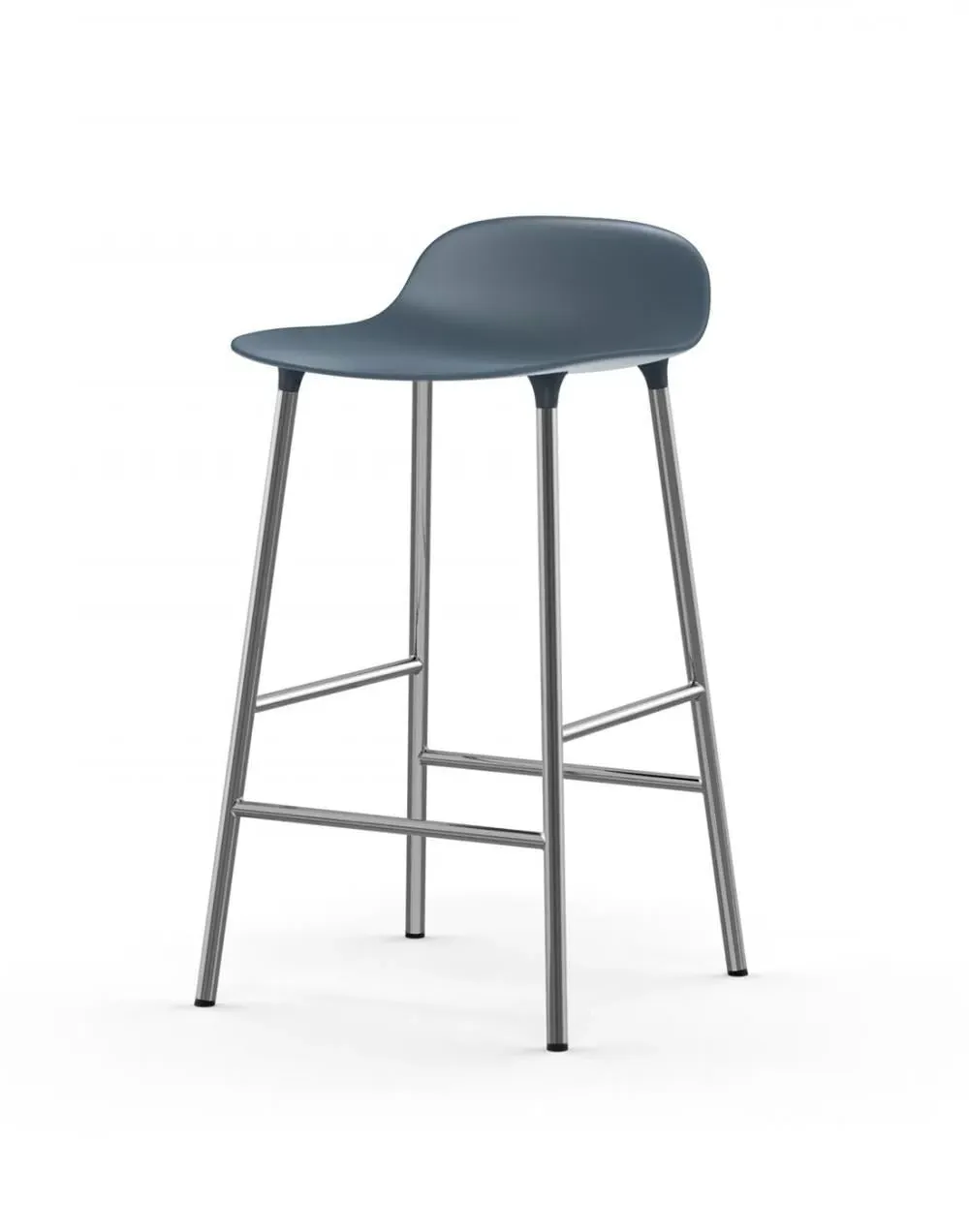 65cm Barstool with Metal Legs - Blue, Plastic