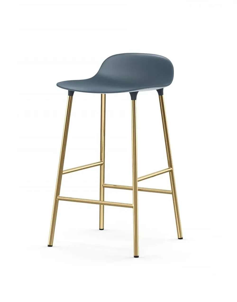 65cm Barstool with Metal Legs - Blue, Plastic
