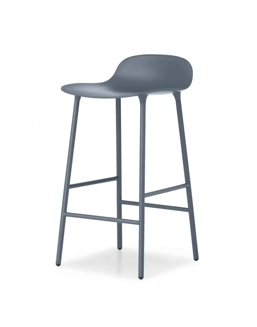 65cm Barstool with Metal Legs - Blue, Plastic