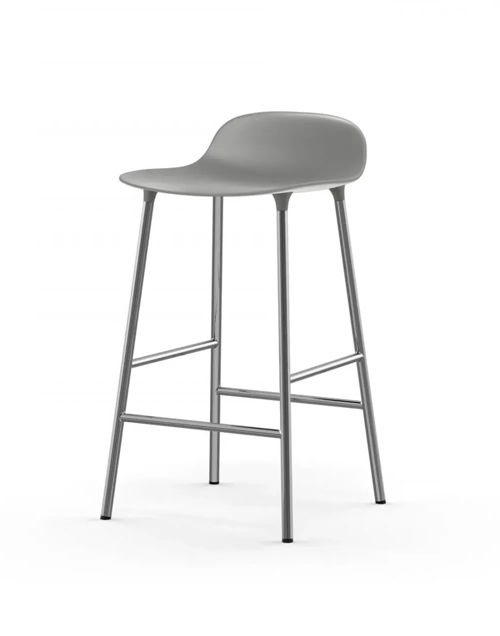 65cm Barstool with Metal Legs - Grey, Plastic