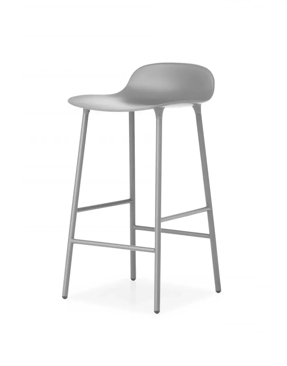 65cm Barstool with Metal Legs - Grey, Plastic