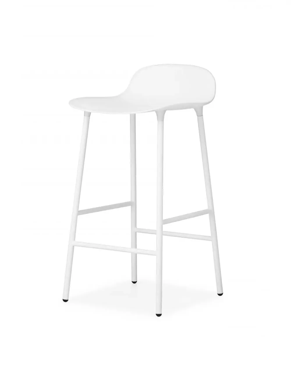 65cm Barstool with Metal Legs - White, Plastic