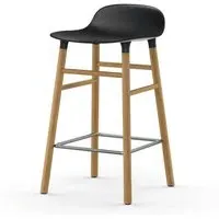 65cm Barstool with Wooden Legs - Black, Oak