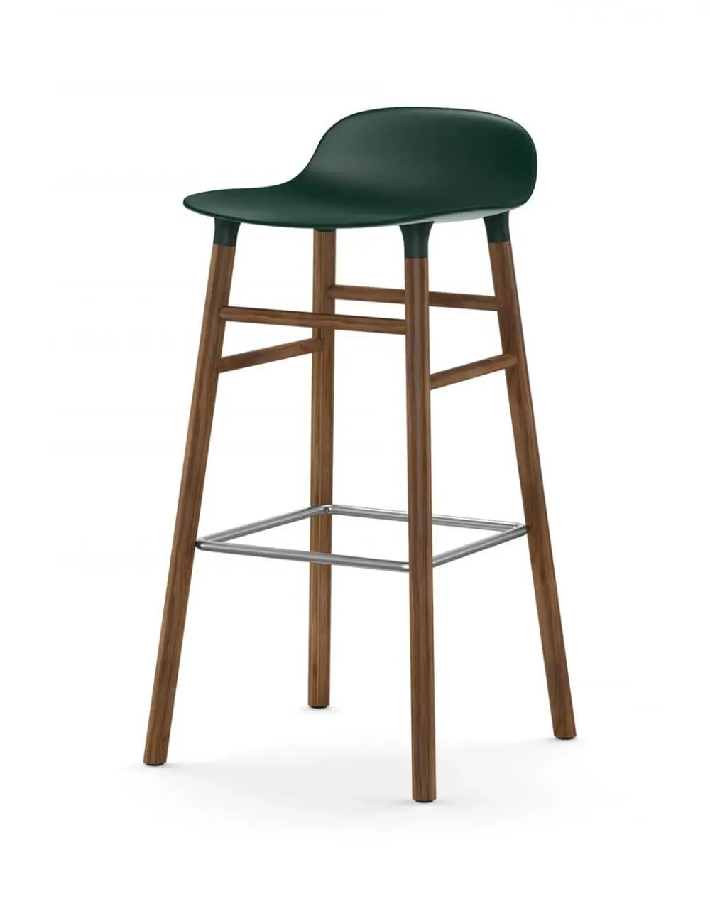 65cm Barstool with Wooden Legs - Green, Oak