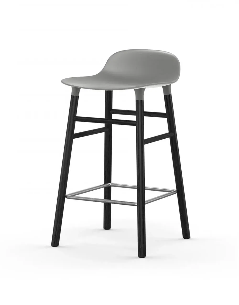 65cm Barstool with Wooden Legs - Grey, Black Oak