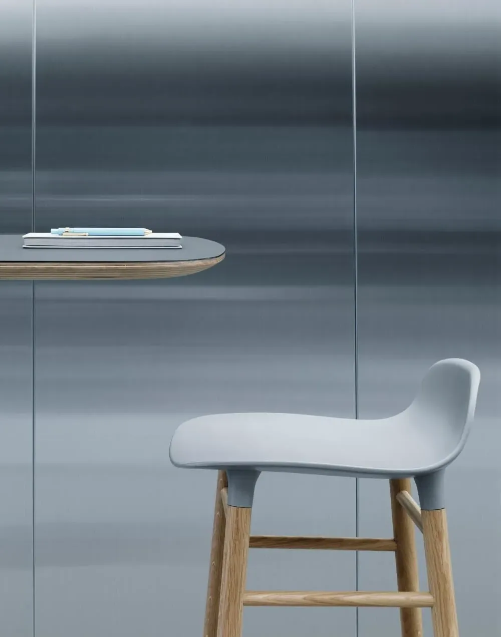 65cm Barstool with Wooden Legs - White, Oak