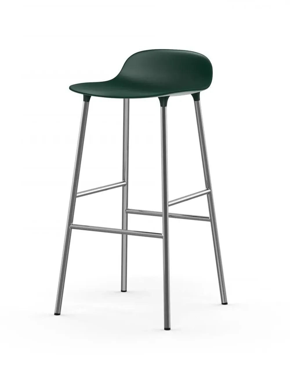 75cm Barstool with Chrome Legs - Green, Plastic