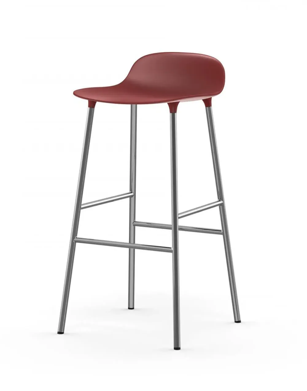 75cm Barstool with Chrome Legs - Red, Plastic
