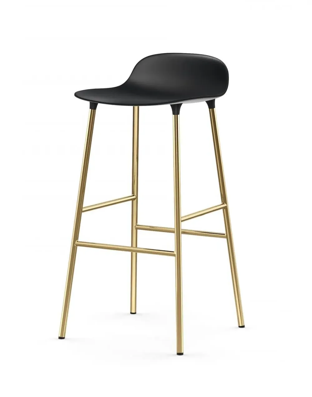 75cm Barstool with Metal Legs - Black, Plastic