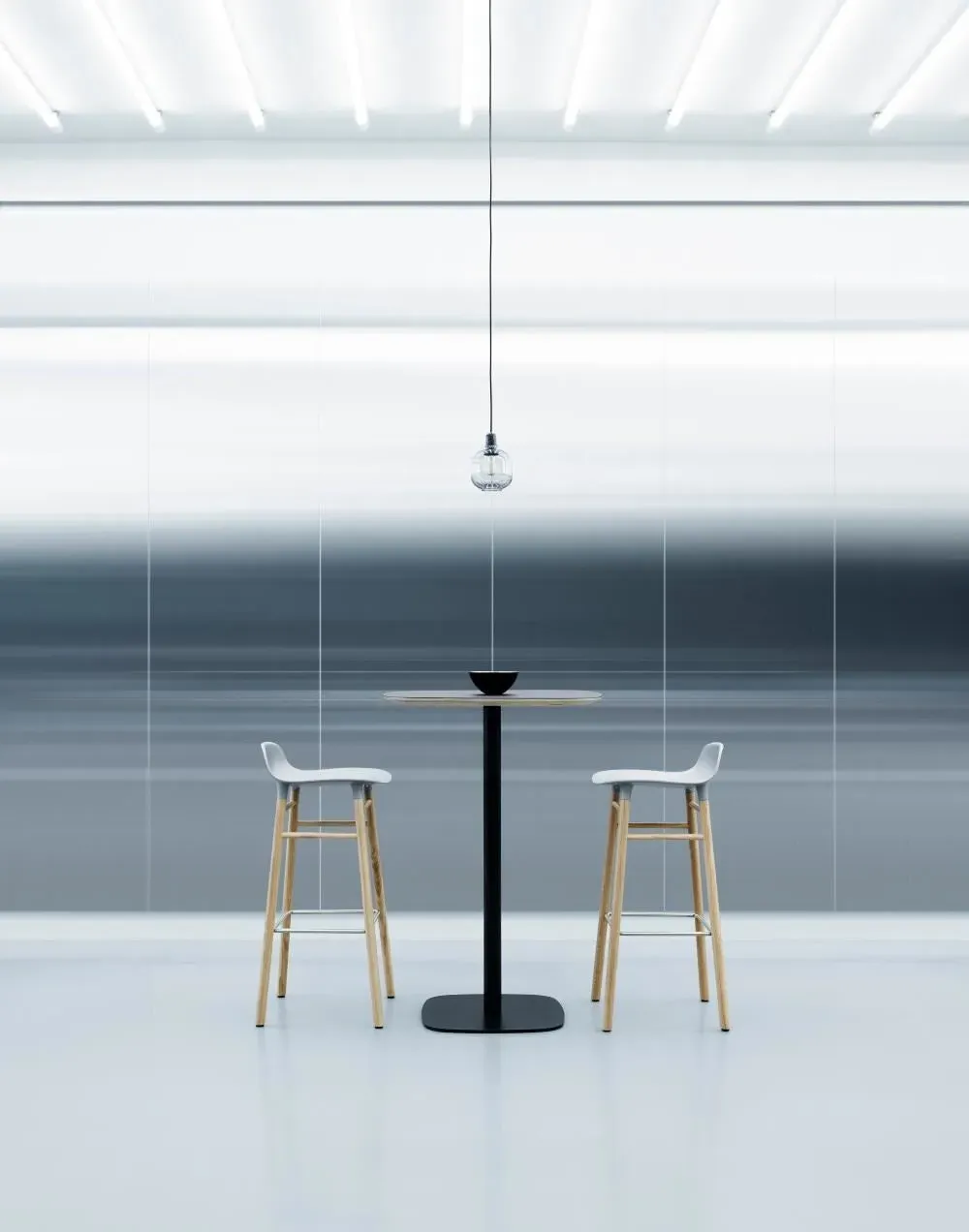 75cm Barstool with Wooden Legs - Black, Oak