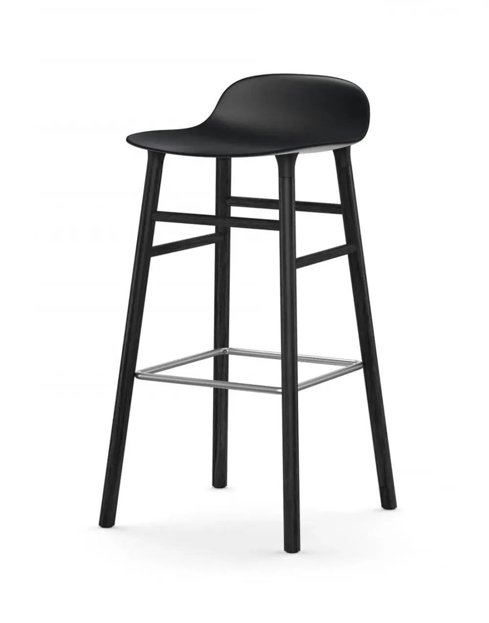 75cm Barstool with Wooden Legs - Black, Oak
