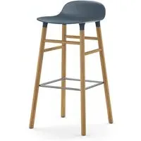 75cm Barstool with Wooden Legs - Blue, Oak