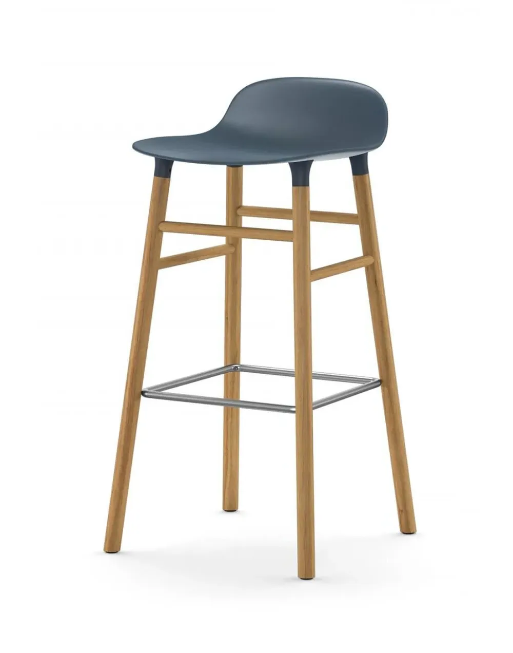 75cm Barstool with Wooden Legs - Blue, Oak