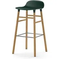 75cm Barstool with Wooden Legs - Green, Oak