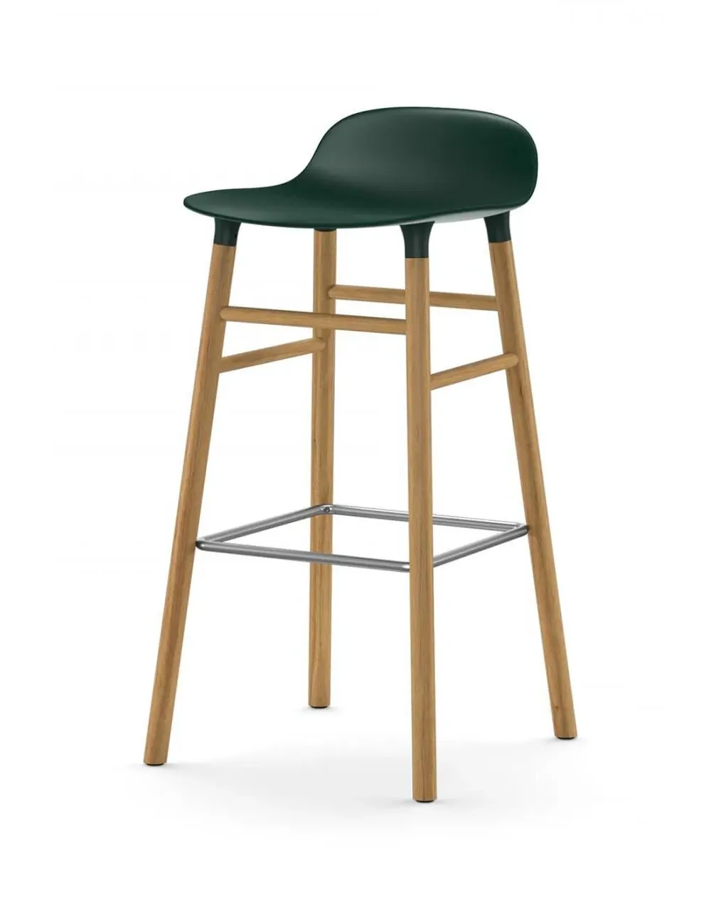 75cm Barstool with Wooden Legs - Green, Oak