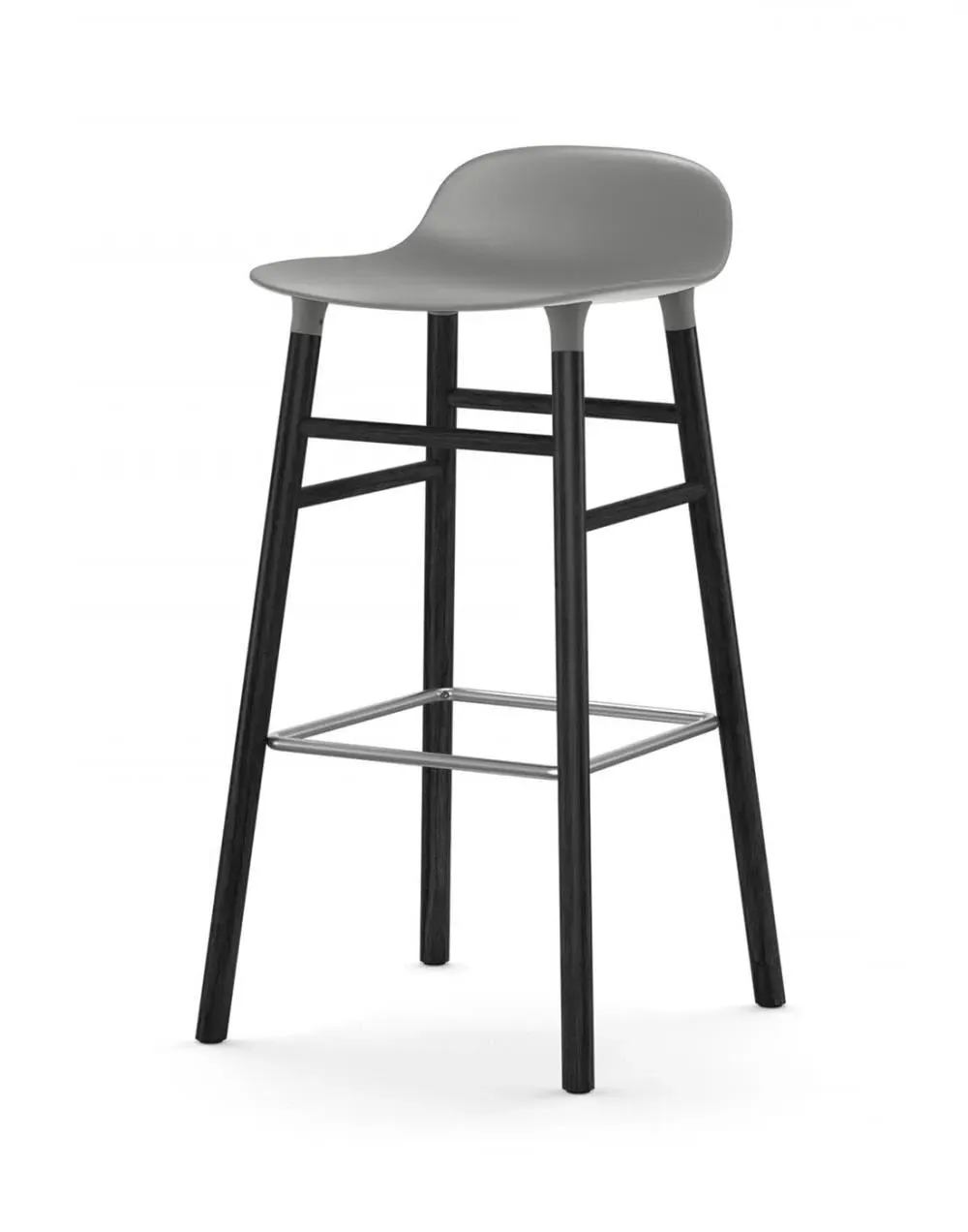 75cm Barstool with Wooden Legs - Grey, Oak
