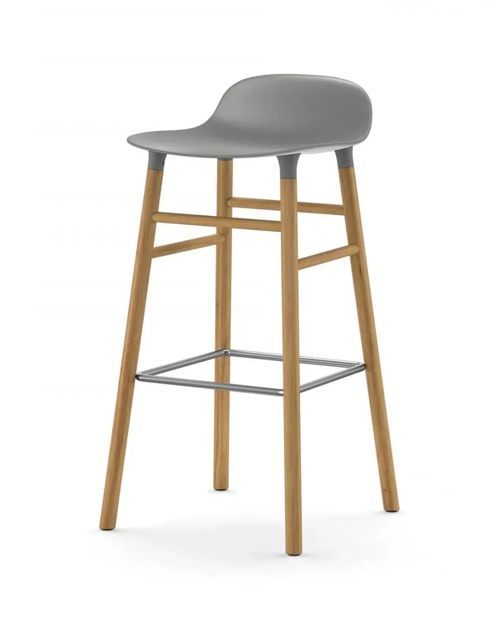 75cm Barstool with Wooden Legs - Grey, Oak