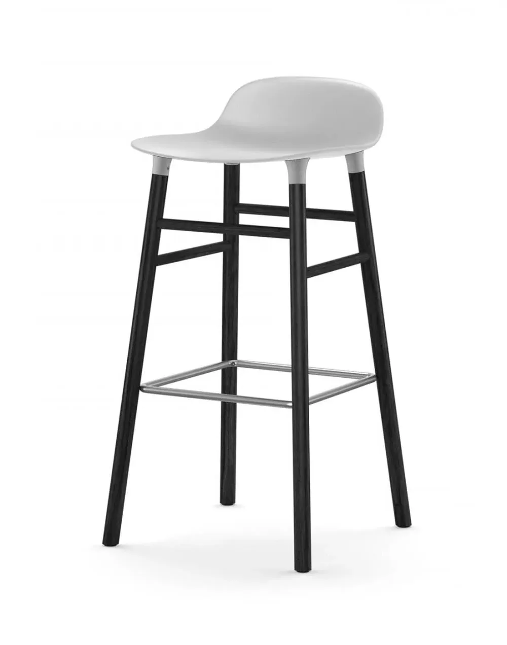 75cm Barstool with Wooden Legs - White, Black Oak