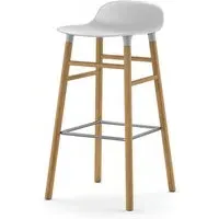 75cm Barstool with Wooden Legs - White, Oak
