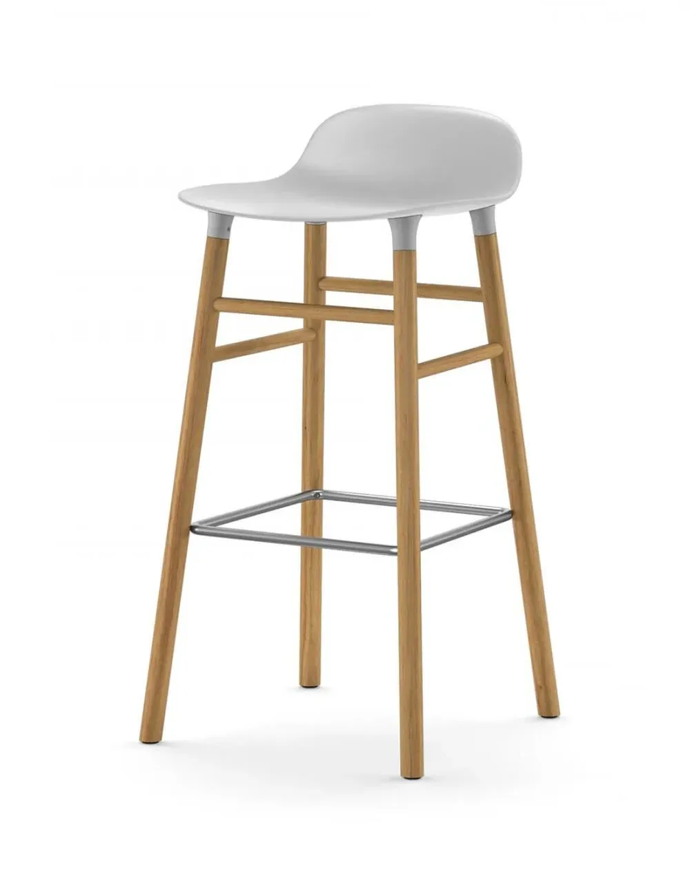 75cm Barstool with Wooden Legs - White, Oak