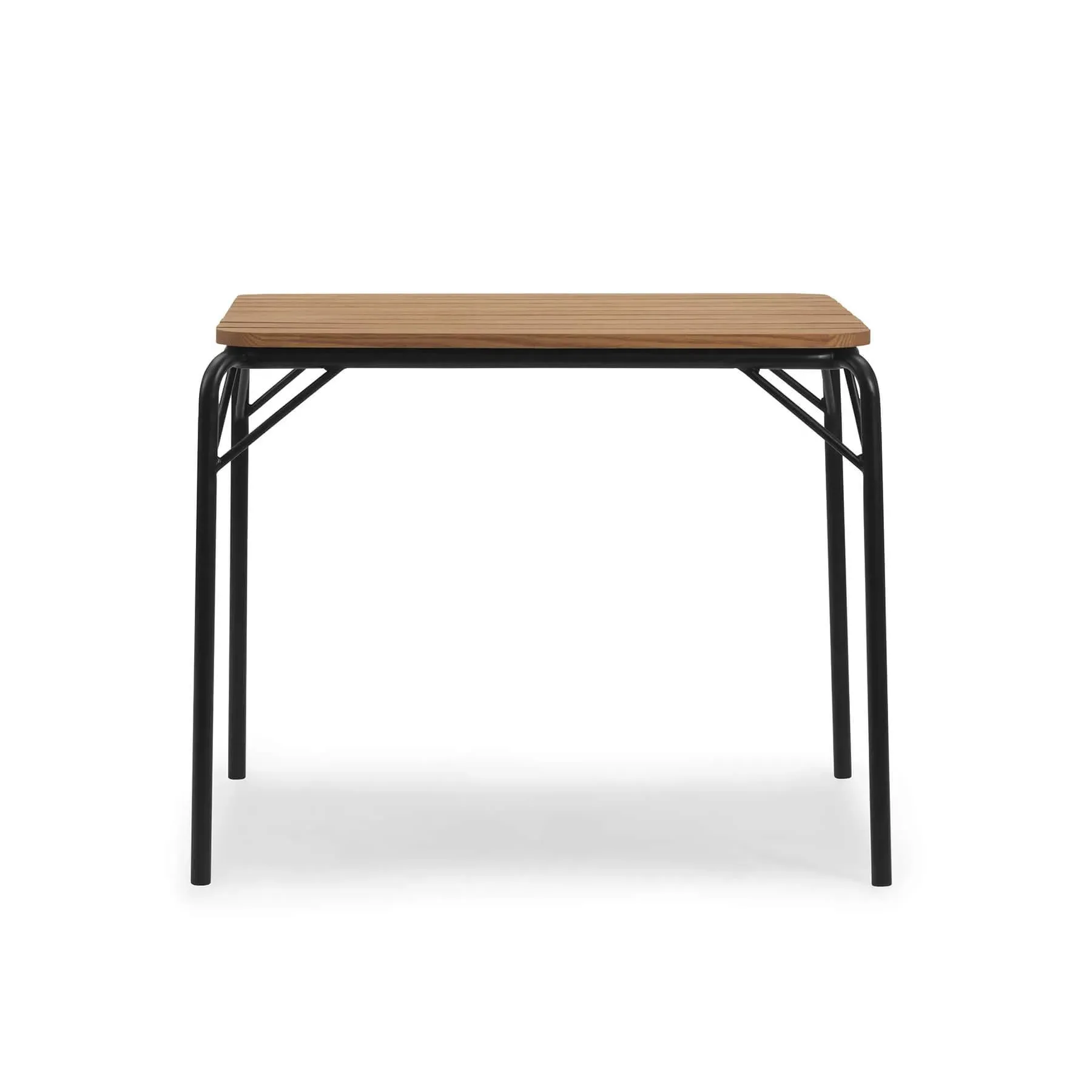 80cm Garden Table - Black, Steel & Robinia Wood