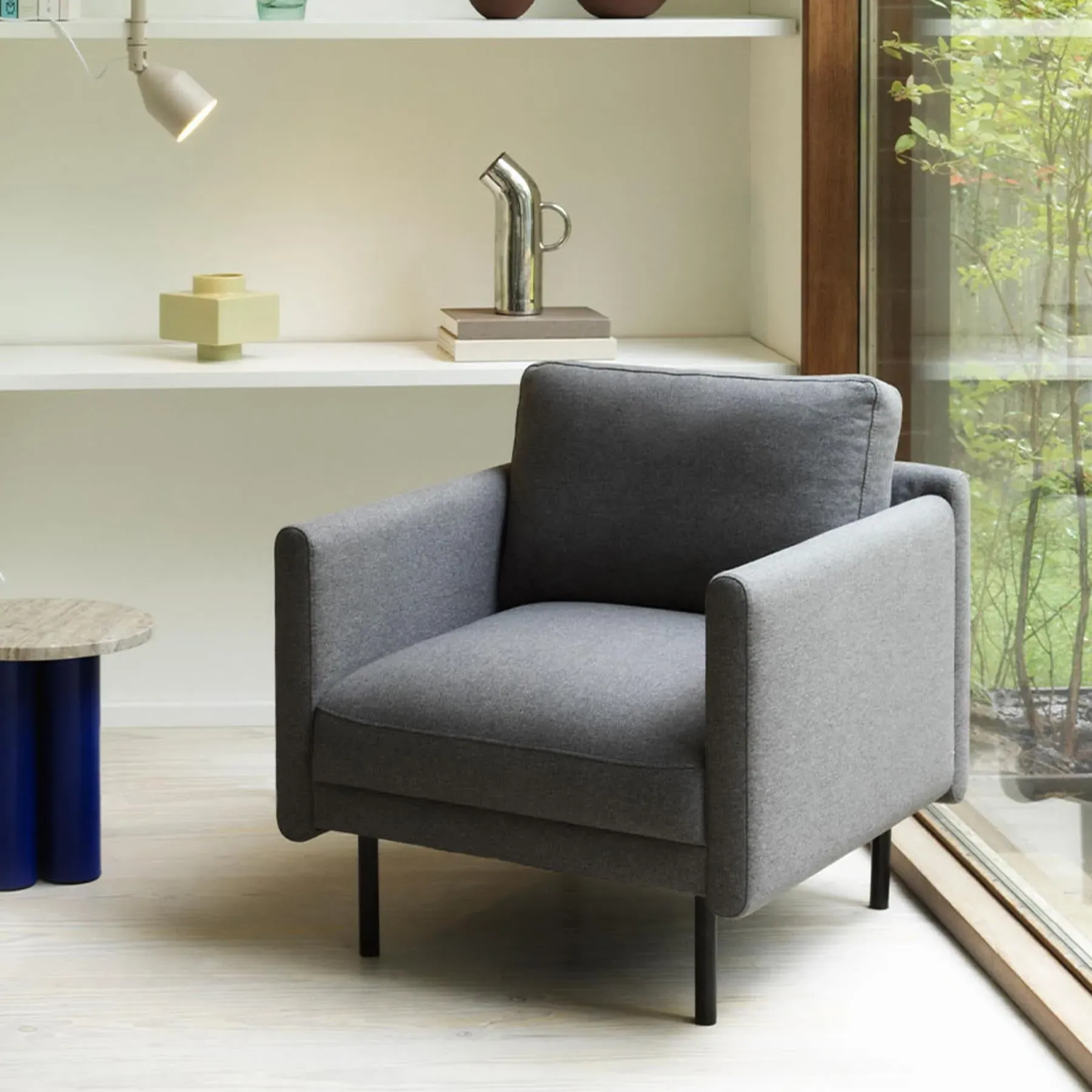 Armchair with Wooden Frame - Cognac, Leather